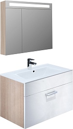 Iddis Мебель для ванной Mirro 80 (Cloud) подвесная белая/ясень шимо – фотография-1